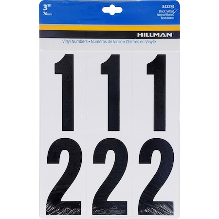 Hillman HILLMAN 3 in. Black Plastic/Vinyl Self-Adhesive Number Set 0-9 27 pc, PK6 842274